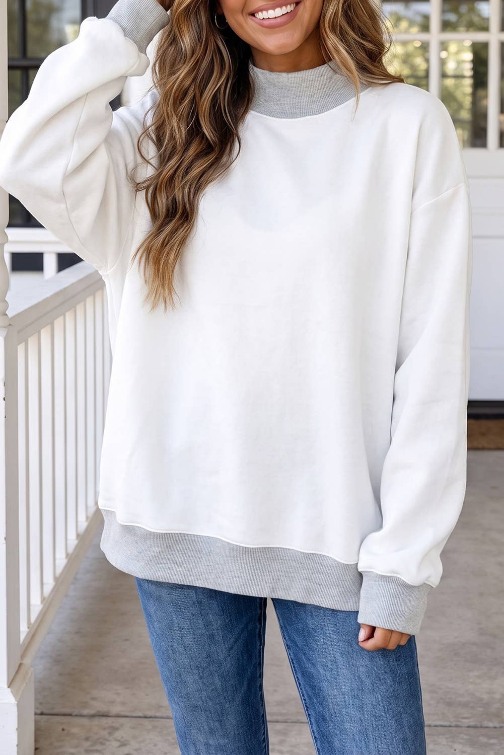 LAS Reversible Mock Neck Oversized Sweatshirt (S-XL)
