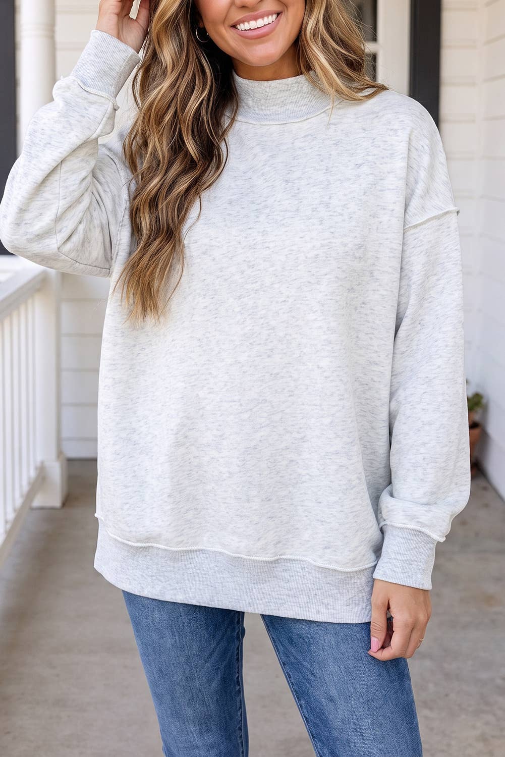 LAS Reversible Mock Neck Oversized Sweatshirt (S-XL)