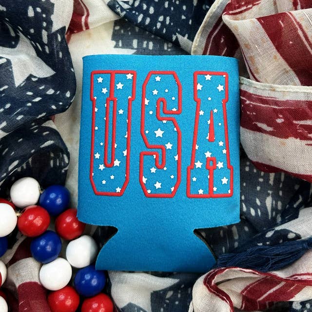 USA Stars PUFF Pocket Screen Print Heat Transfer