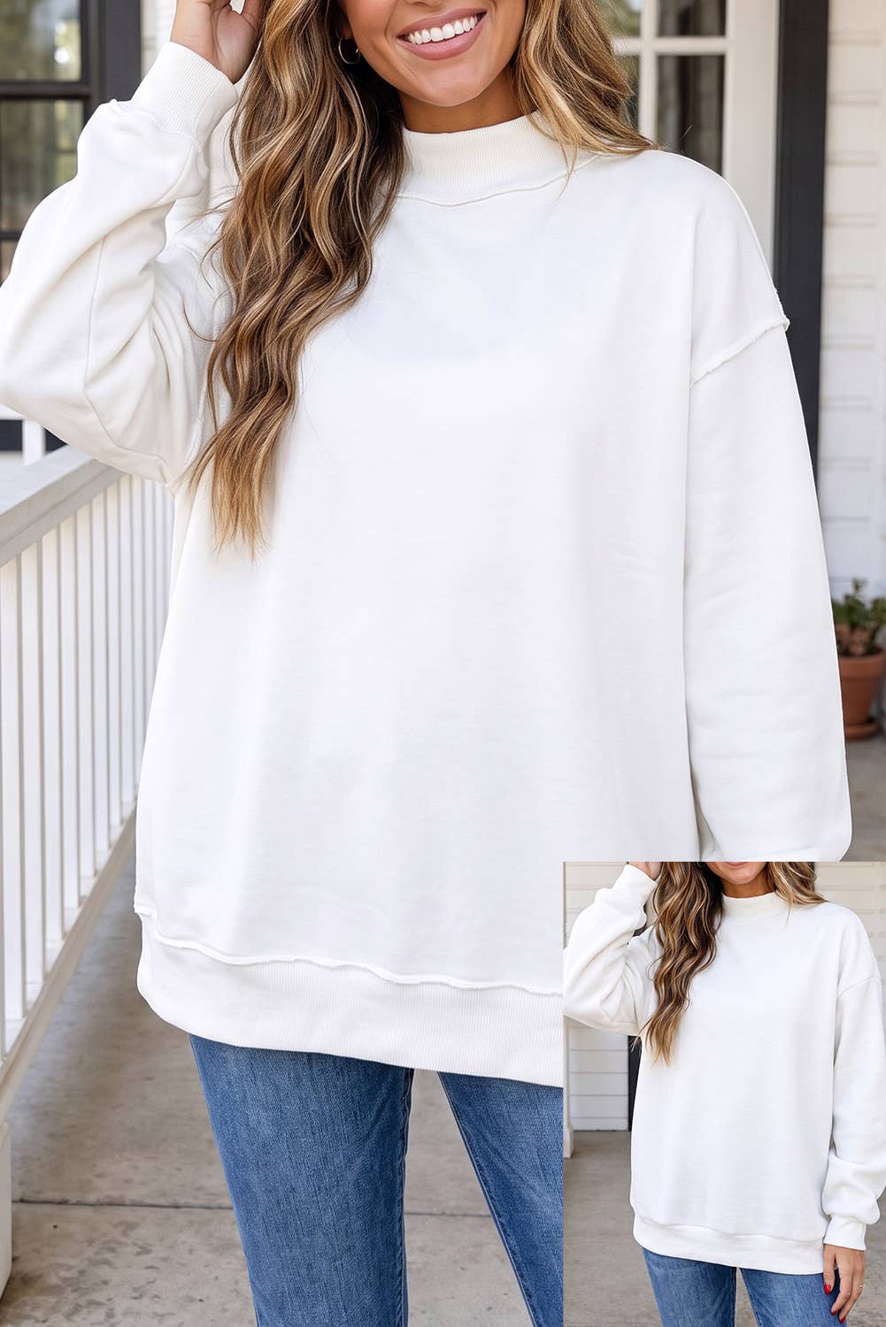 LAS Reversible Mock Neck Oversized Sweatshirt (S-XL)