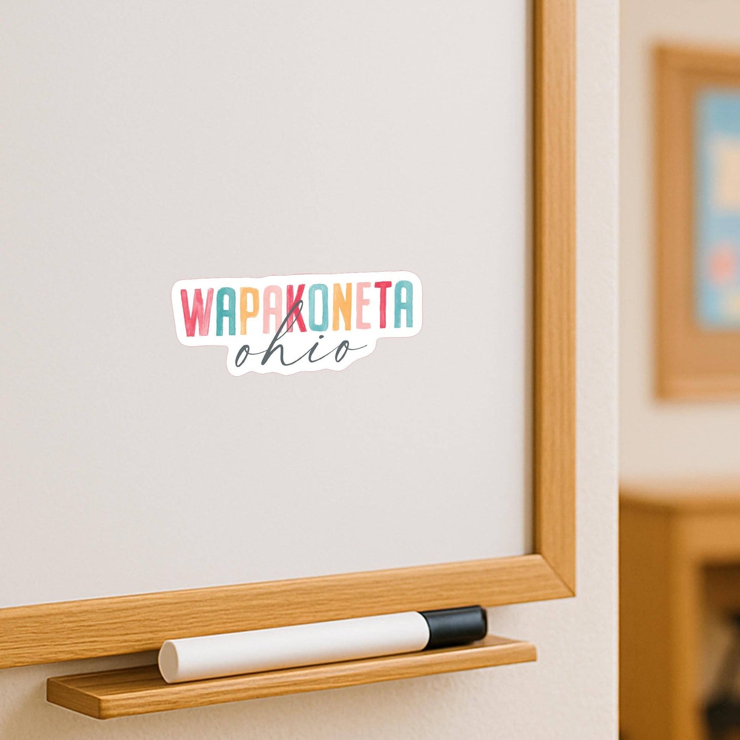 Vinyl Magnet-Watercolor City Wapakoneta Ohio
