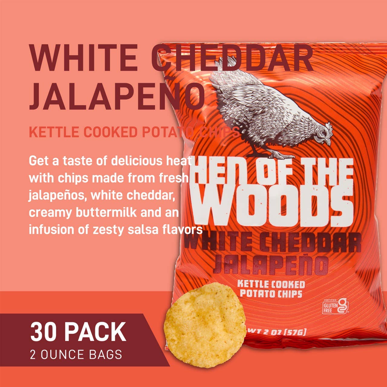 White Cheddar Jalapeño Kettle Cooked Potato Chips 2 OZ