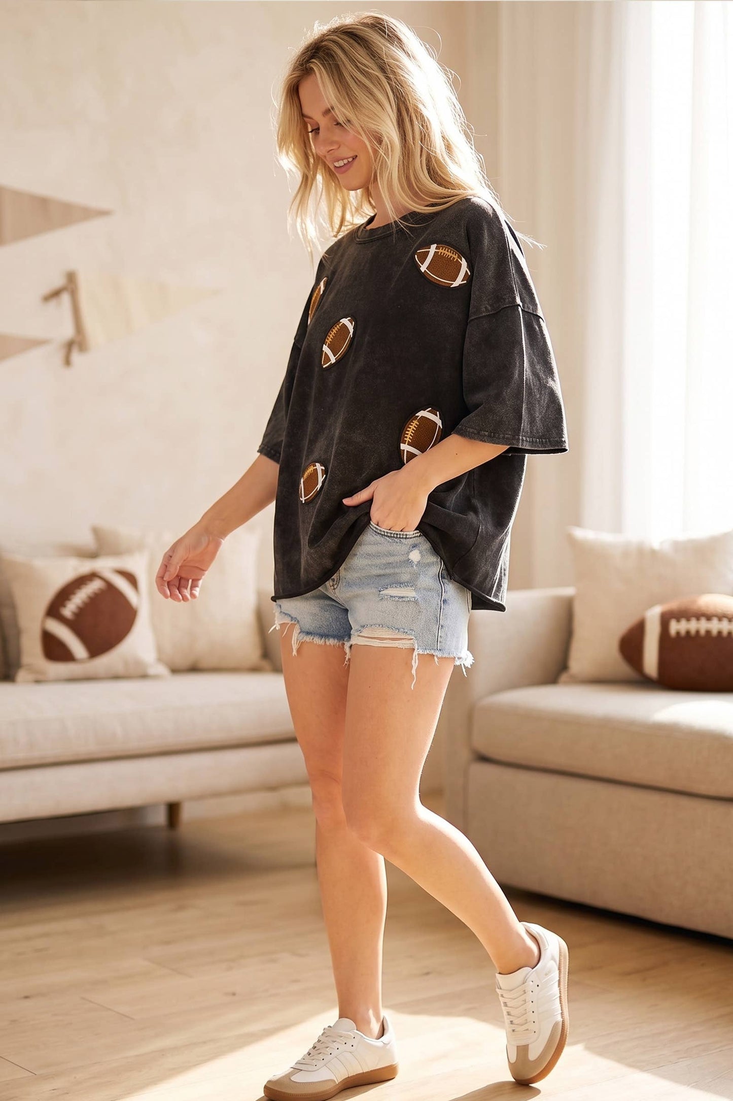 Vintage Football Patch Gameday Oversized Tee