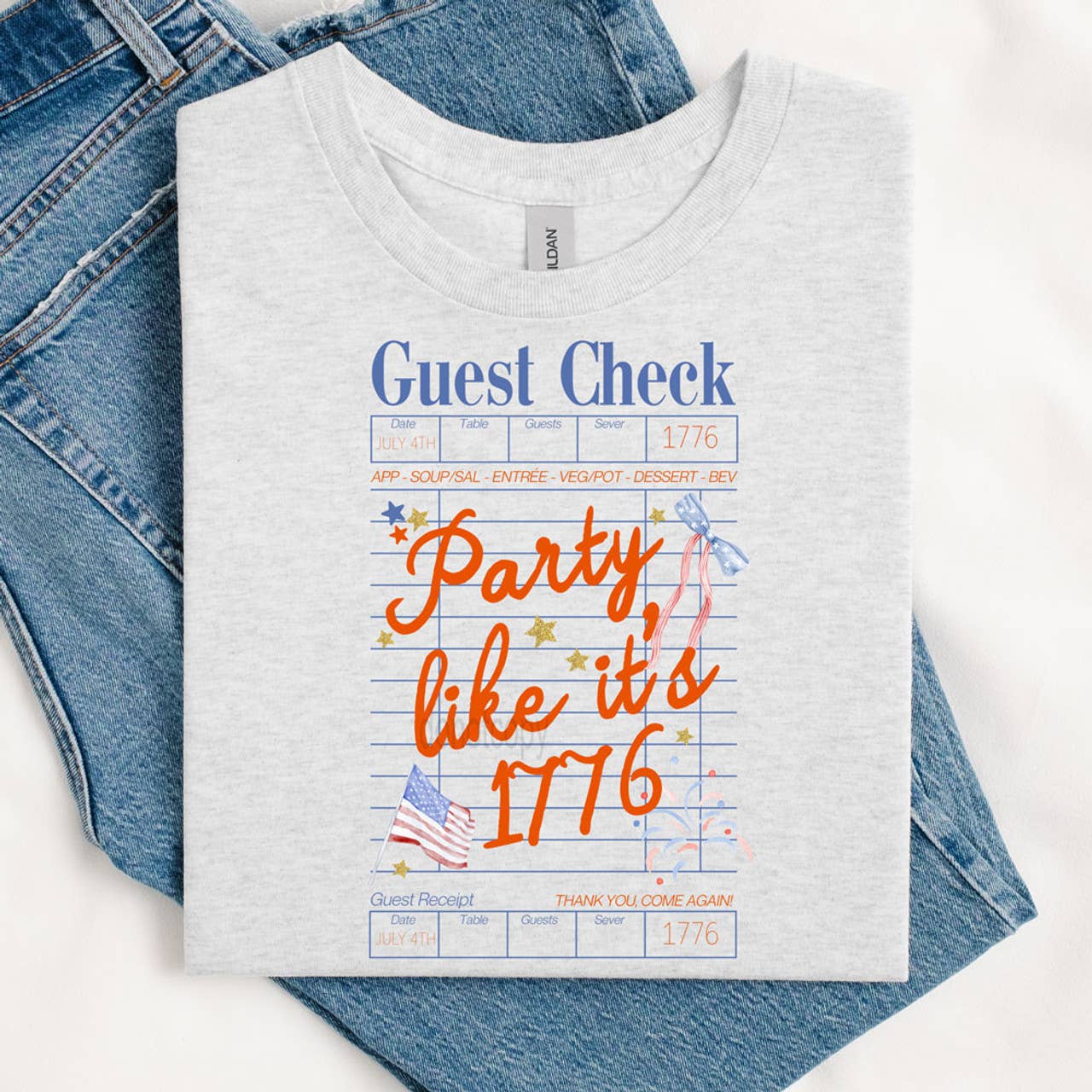 Guest Check Party Like It's 1776 DTF Heat Transfer