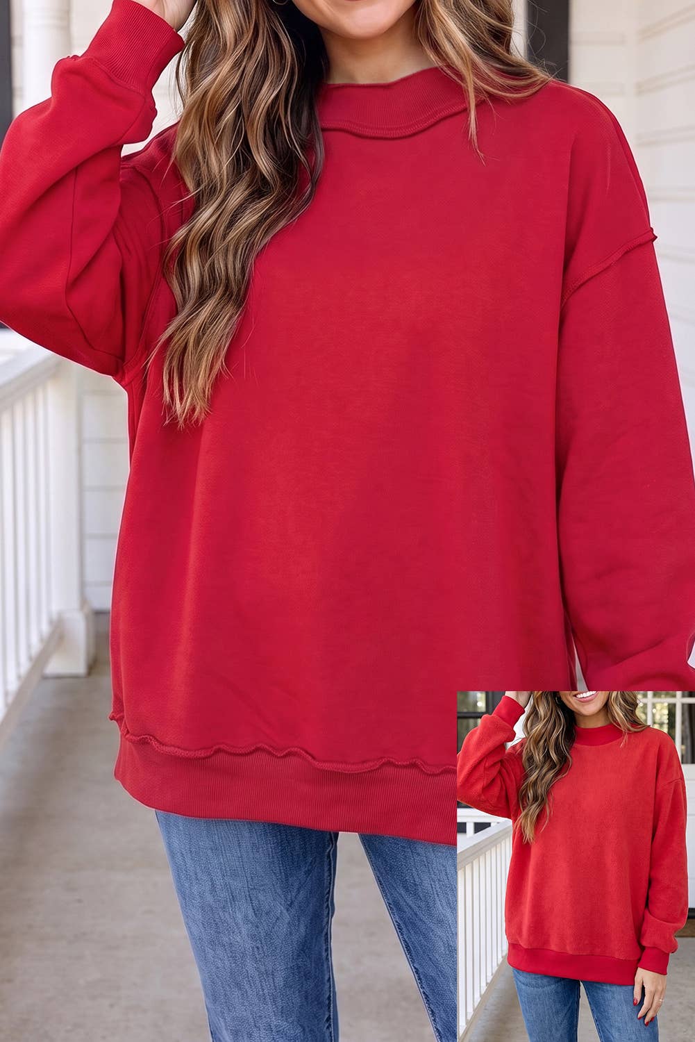 LAS Reversible Mock Neck Oversized Sweatshirt (S-XL)