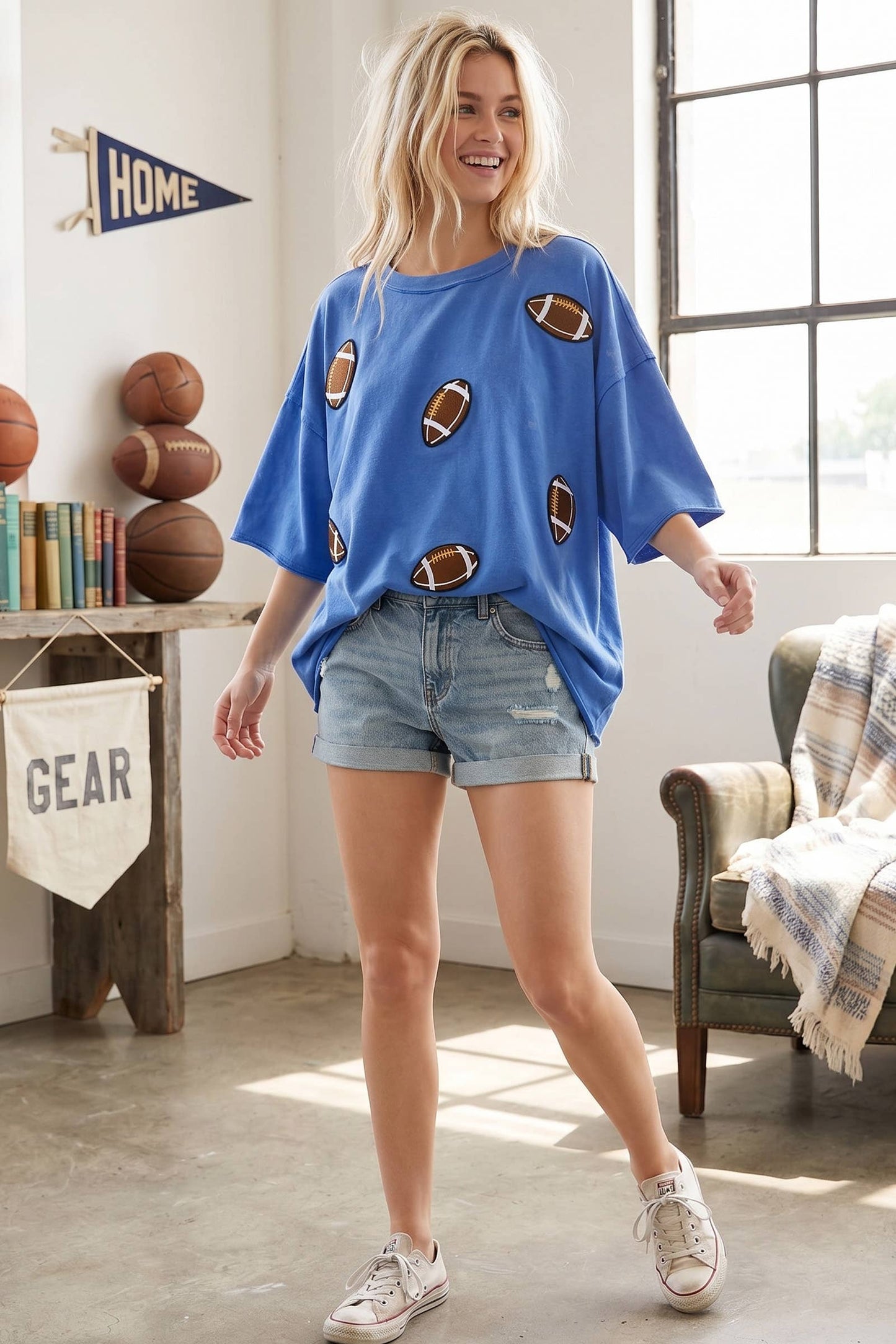 Vintage Football Patch Gameday Oversized Tee