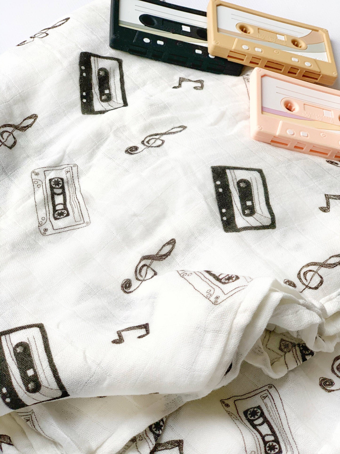 Retro Cassette Tapes Organic Cotton Blanket Swaddle