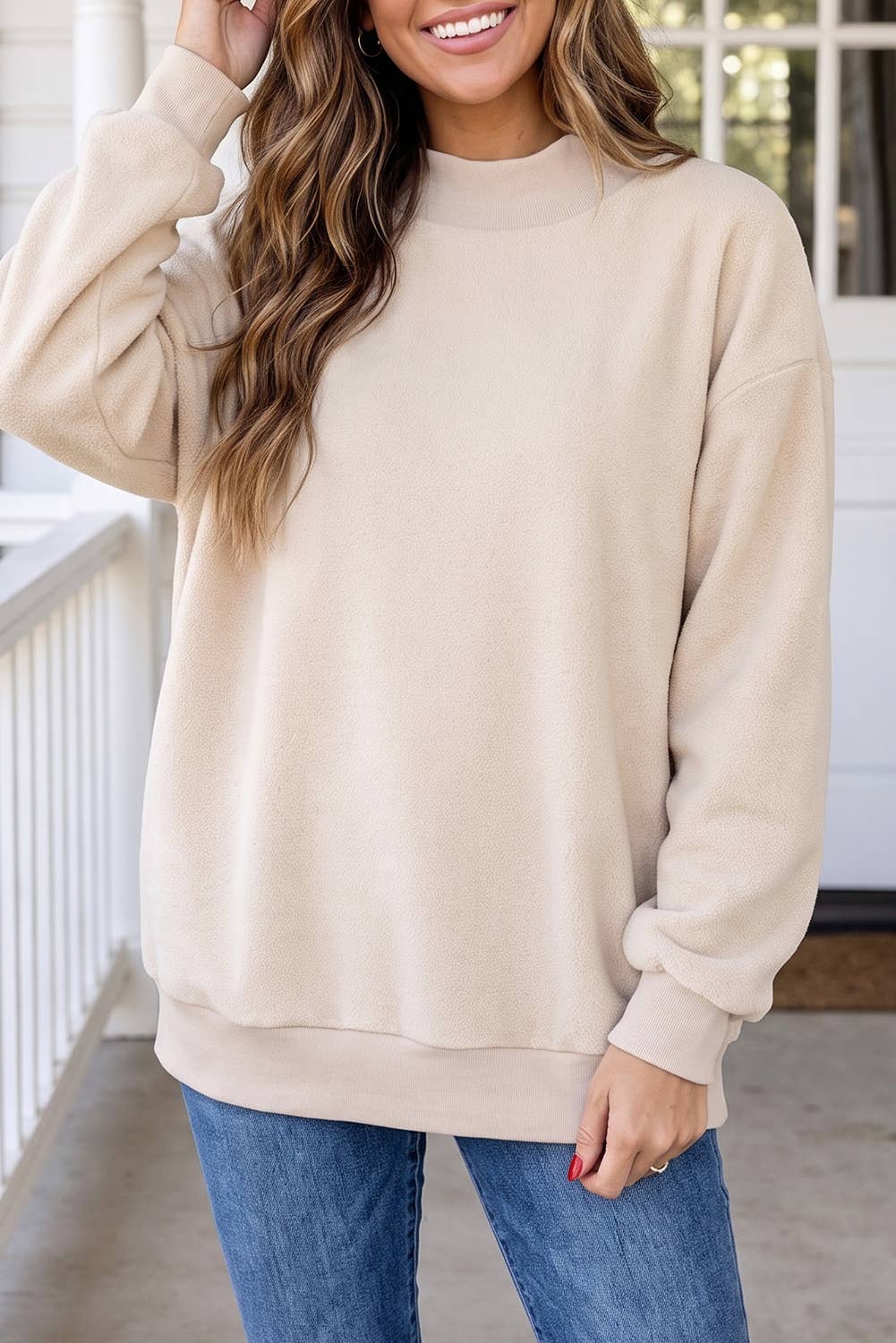 LAS Reversible Mock Neck Oversized Sweatshirt (S-XL)