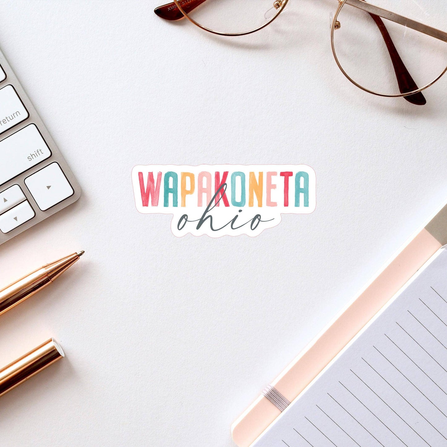 Vinyl Sticker-Watercolor City Wapakoneta Ohio