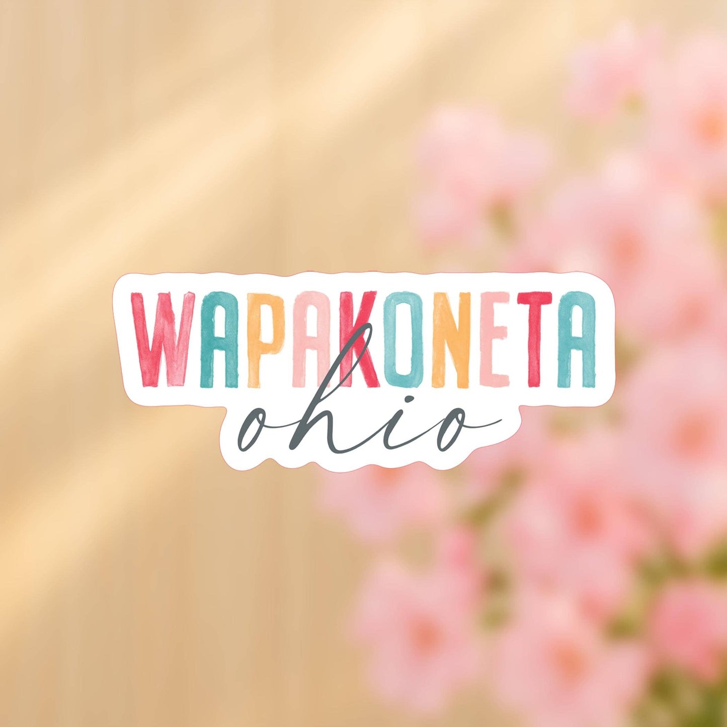 Vinyl Sticker-Watercolor City Wapakoneta Ohio