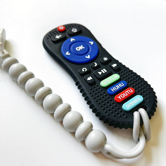 Silicone Teether- Remote Control with a Clip- Grey