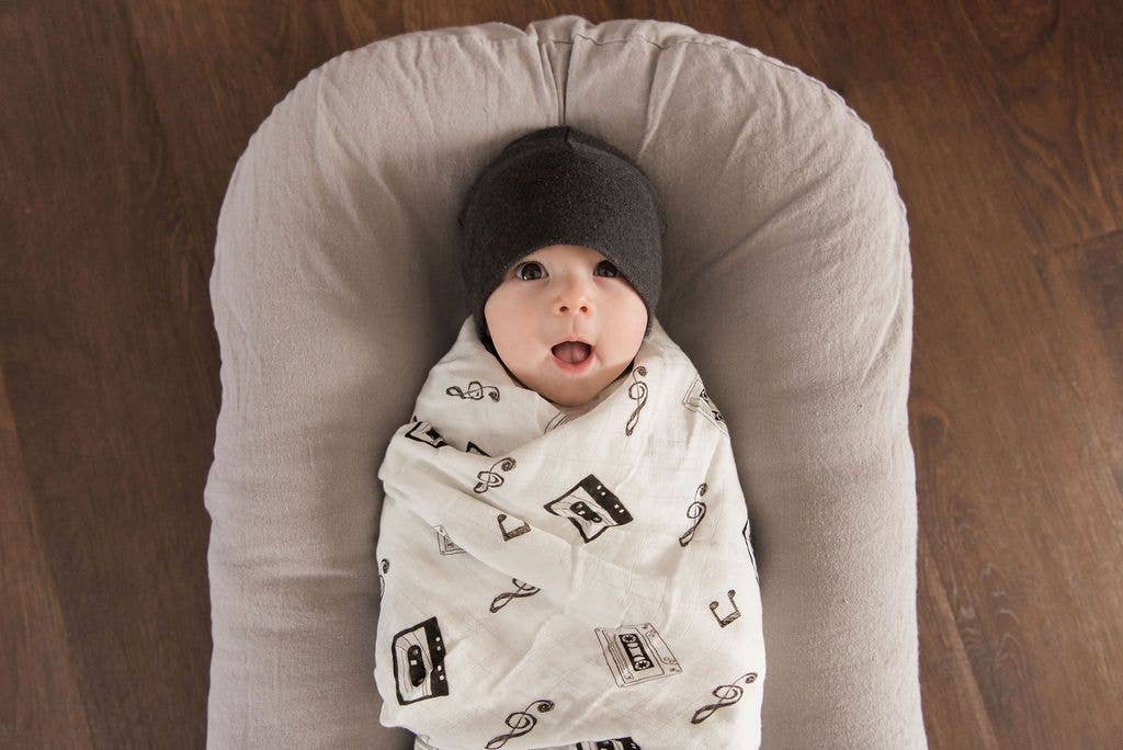Retro Cassette Tapes Organic Cotton Blanket Swaddle