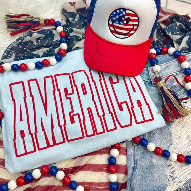America PUFF Screen Print Heat Transfer