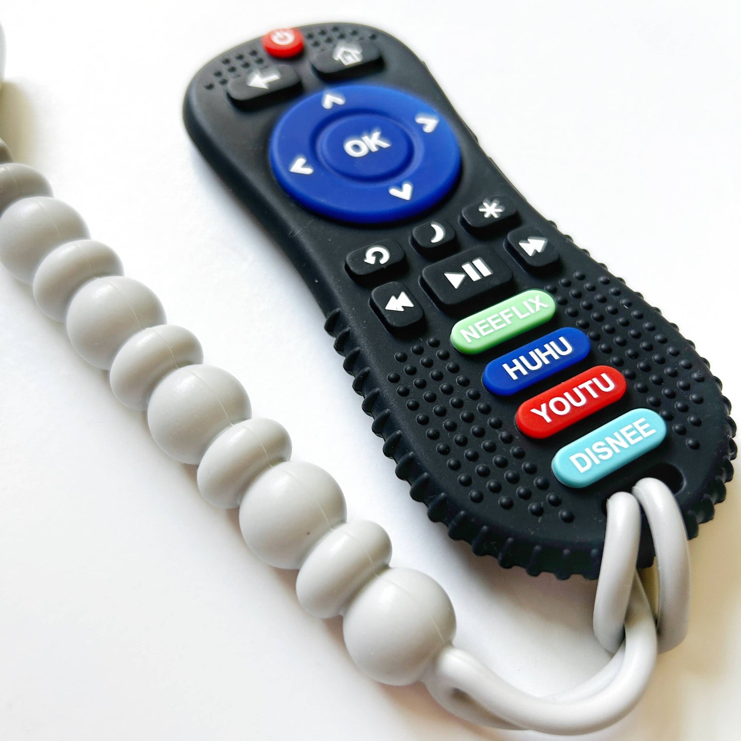 Silicone Teether- Remote Control with a Clip- Grey
