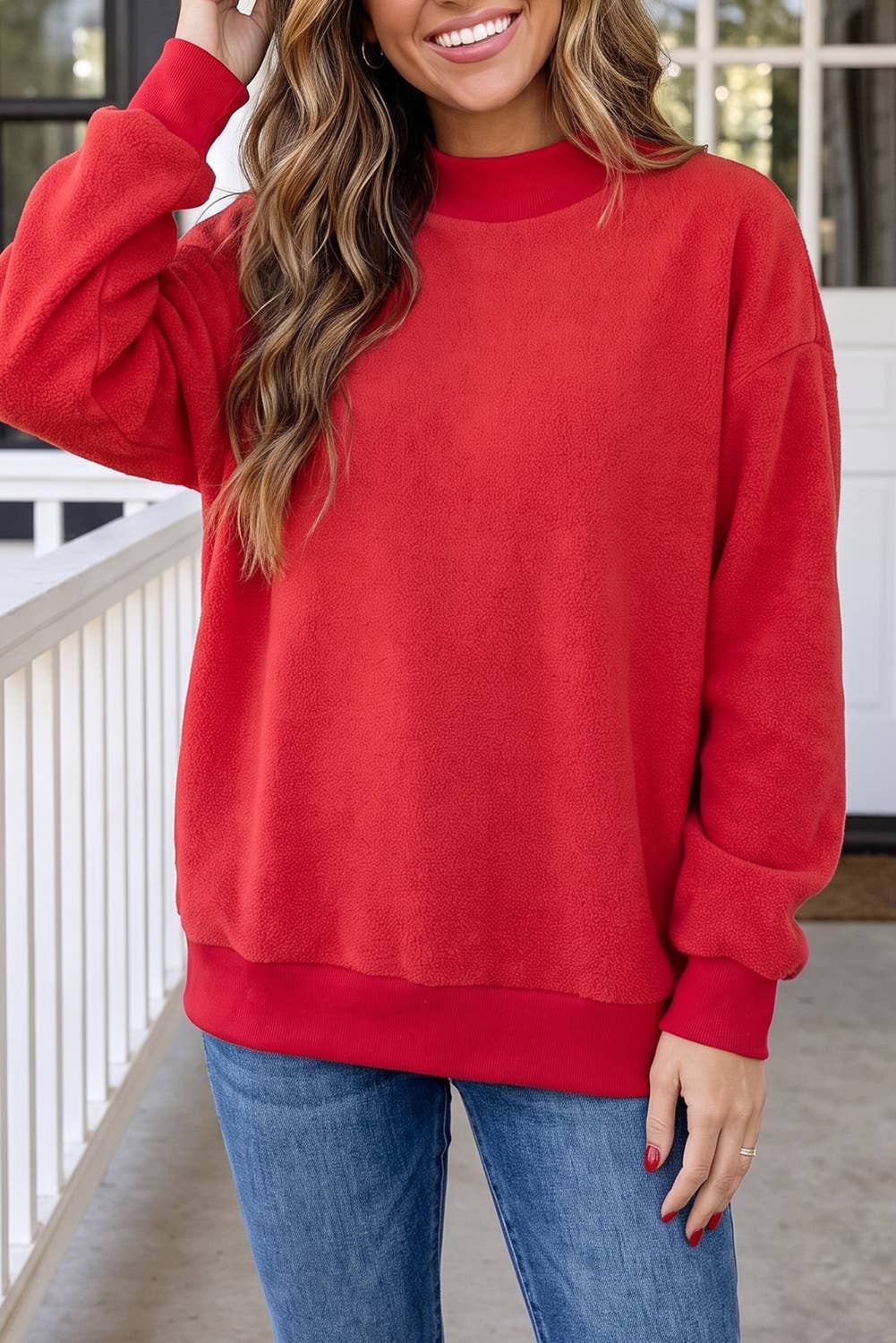 LAS Reversible Mock Neck Oversized Sweatshirt (S-XL)