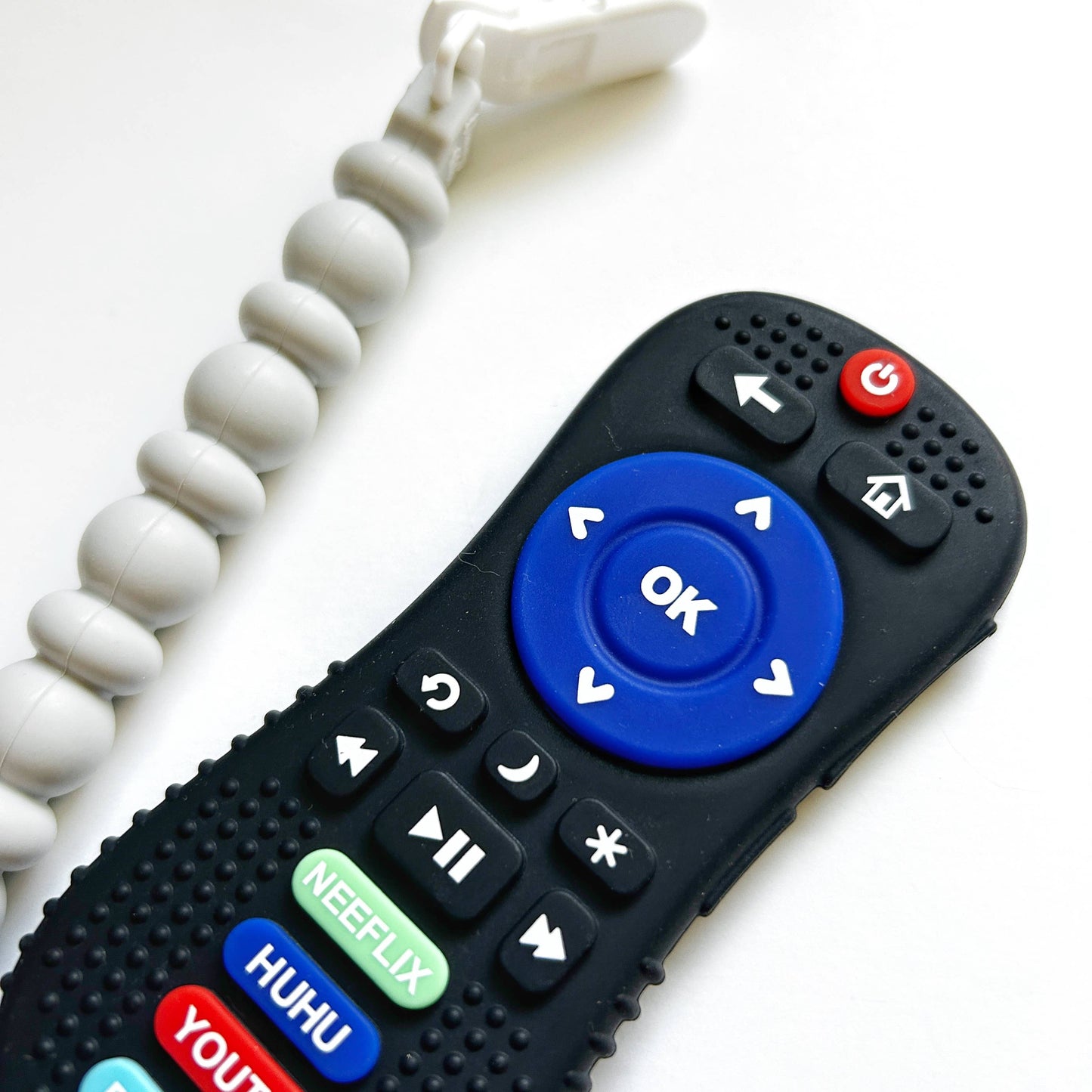 Silicone Teether- Remote Control with a Clip- Grey