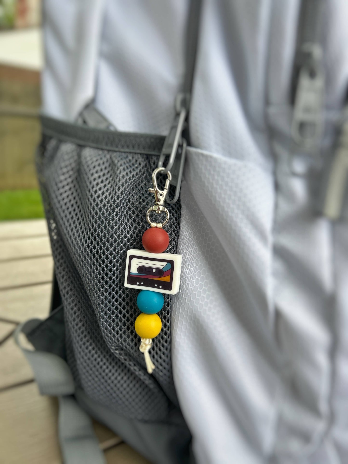 Cassette Keychain Retro Zipper Charm - Blue
