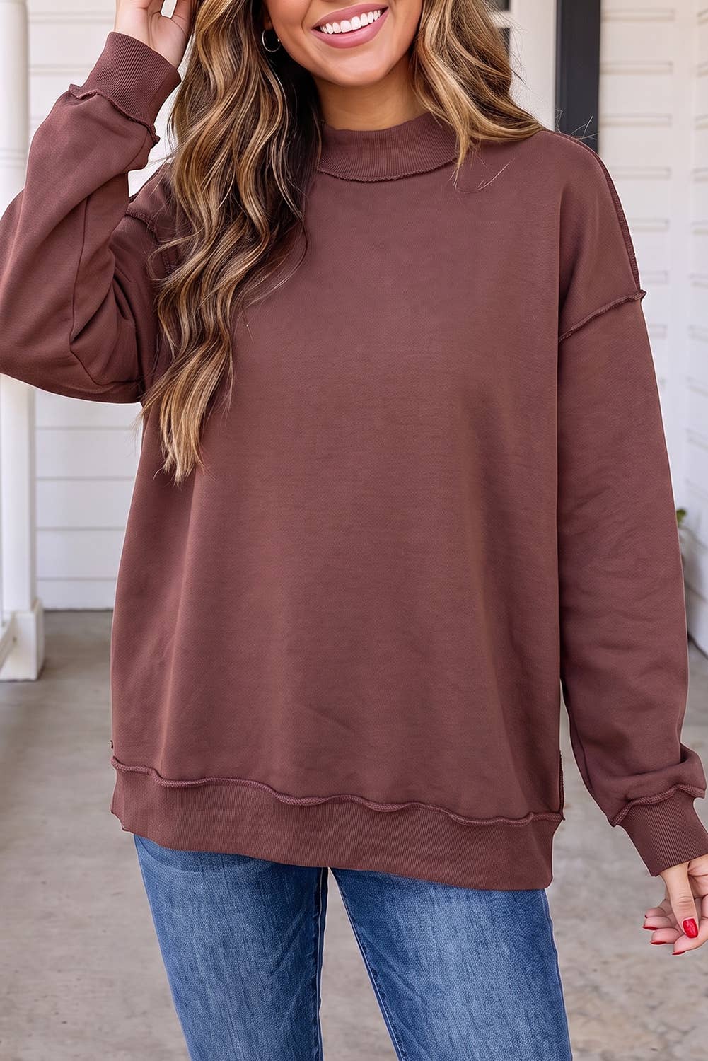 LAS Reversible Mock Neck Oversized Sweatshirt (S-XL)