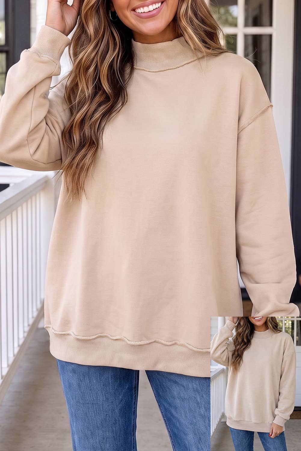 LAS Reversible Mock Neck Oversized Sweatshirt (S-XL)