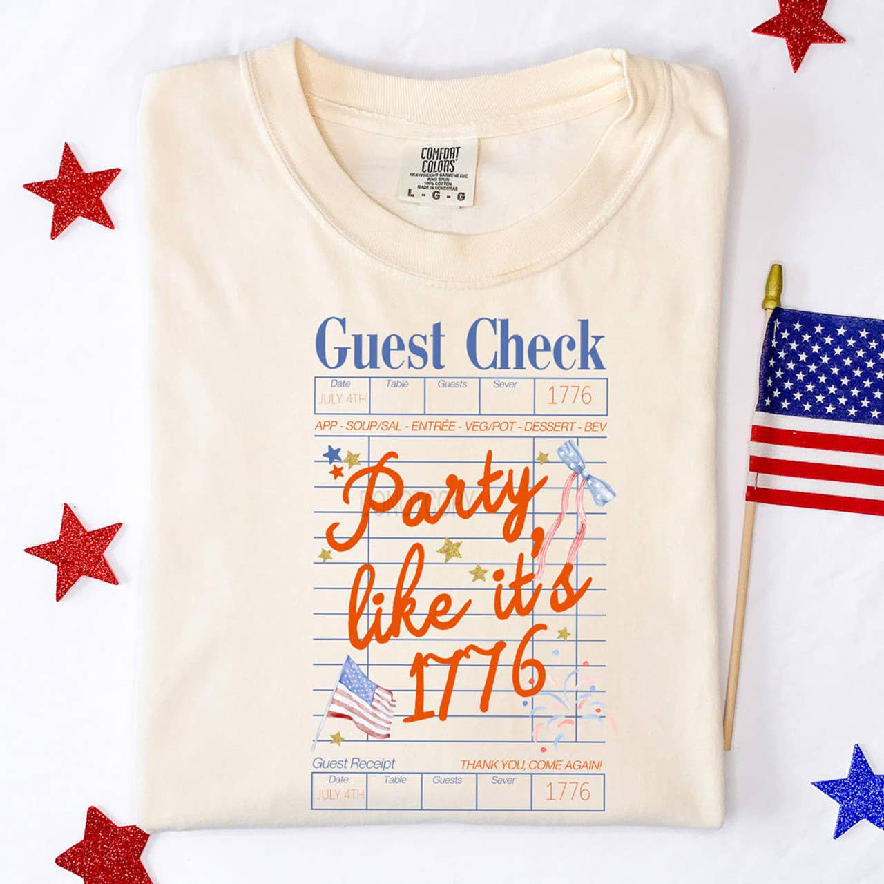 Guest Check Party Like It's 1776 DTF Heat Transfer