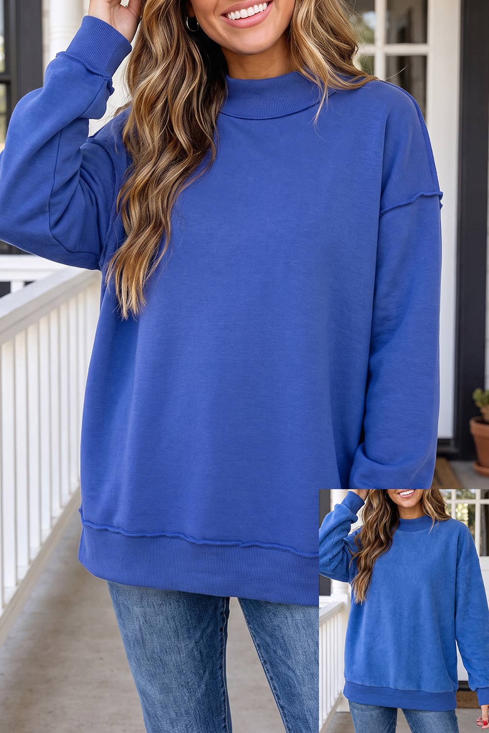 LAS Reversible Mock Neck Oversized Sweatshirt (S-XL)