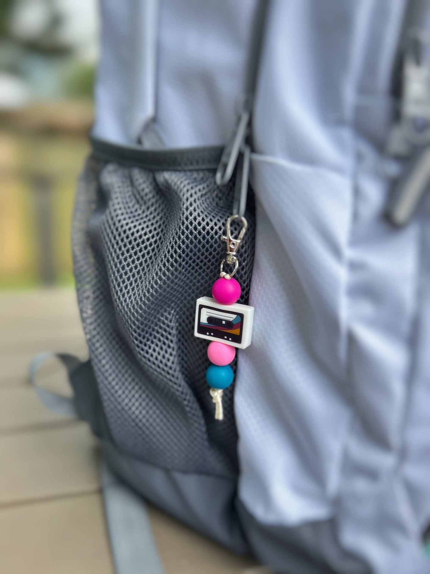 Cassette Keychain Retro Zipper Charm - Pink