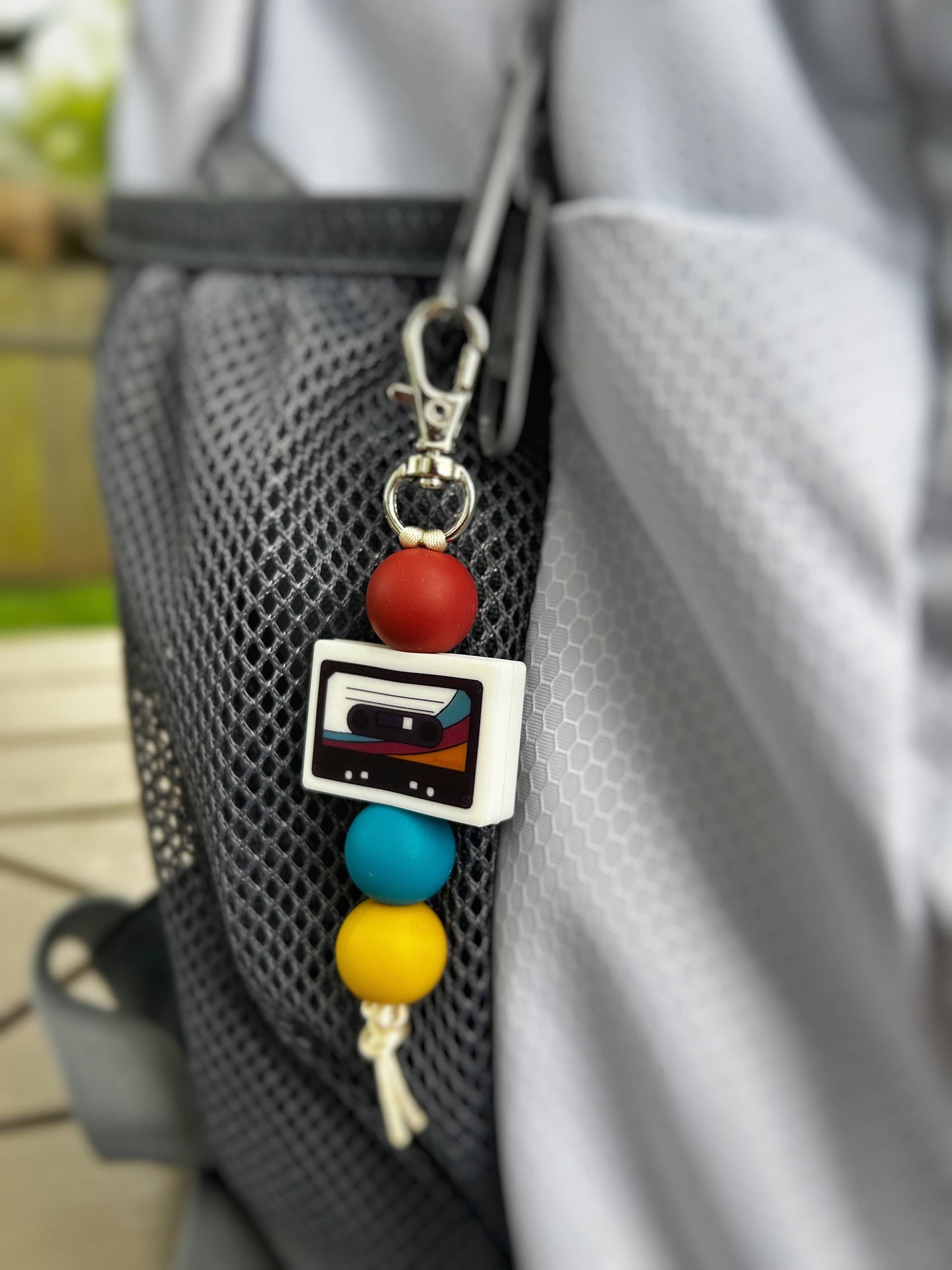 Cassette Keychain Retro Zipper Charm - Blue