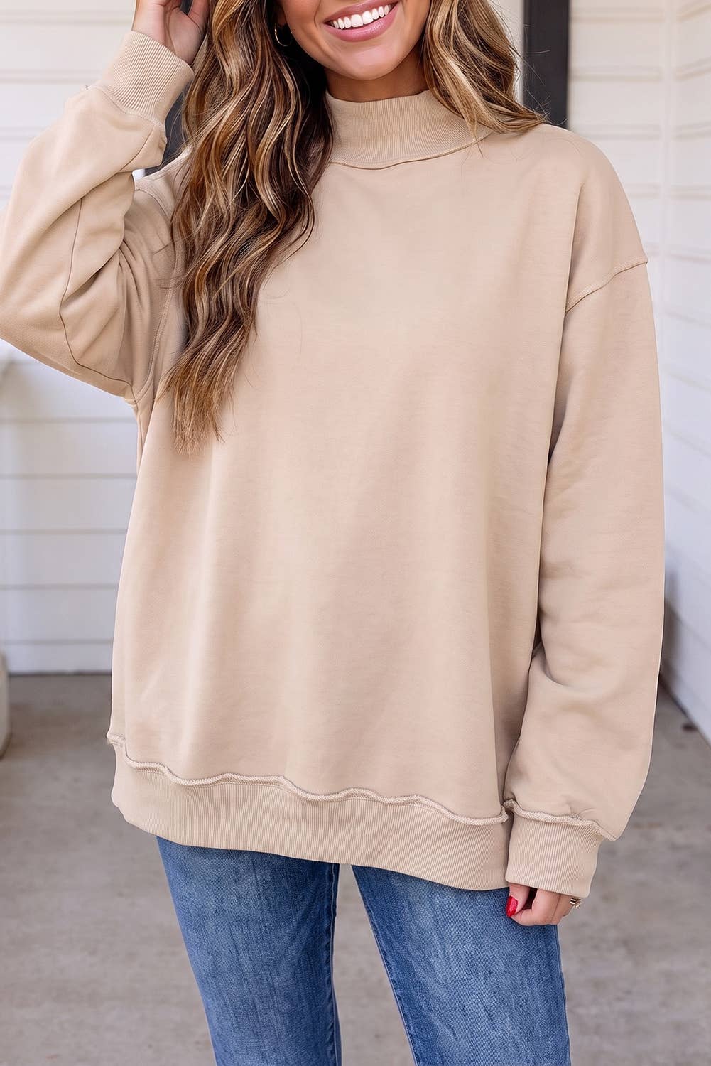 LAS Reversible Mock Neck Oversized Sweatshirt (S-XL)