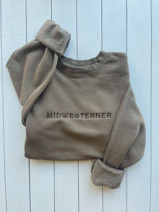 Midwesterner Fall Embroidered Sweatshirt (Pigment Clay)