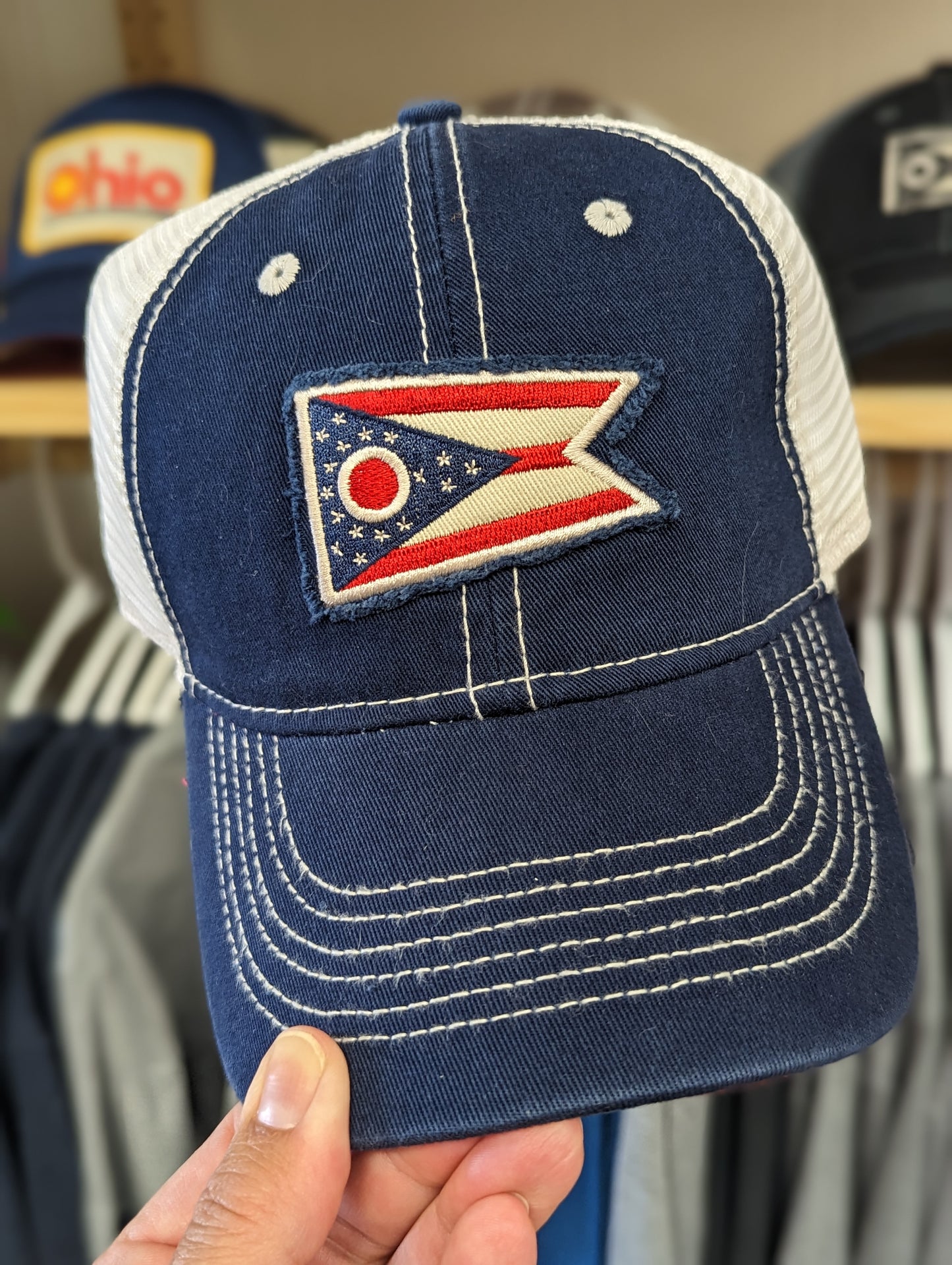 Ohio State Flag Hat Trucker - Blue
