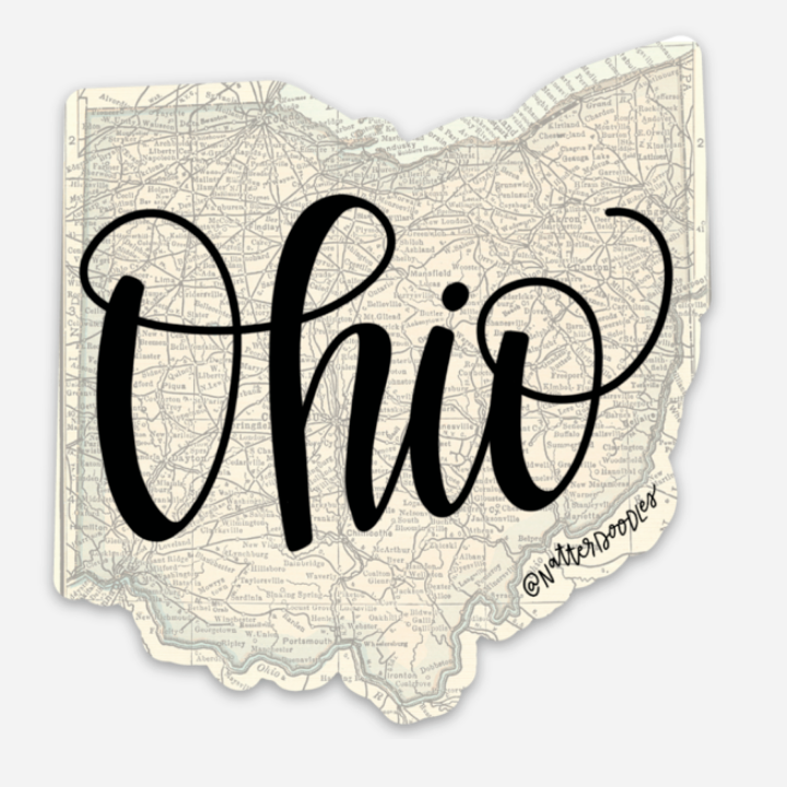 Ohio Map Midwest Cleveland Cincinnati Columbus Sticker