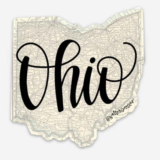 Ohio Map Midwest Cleveland Cincinnati Columbus Sticker