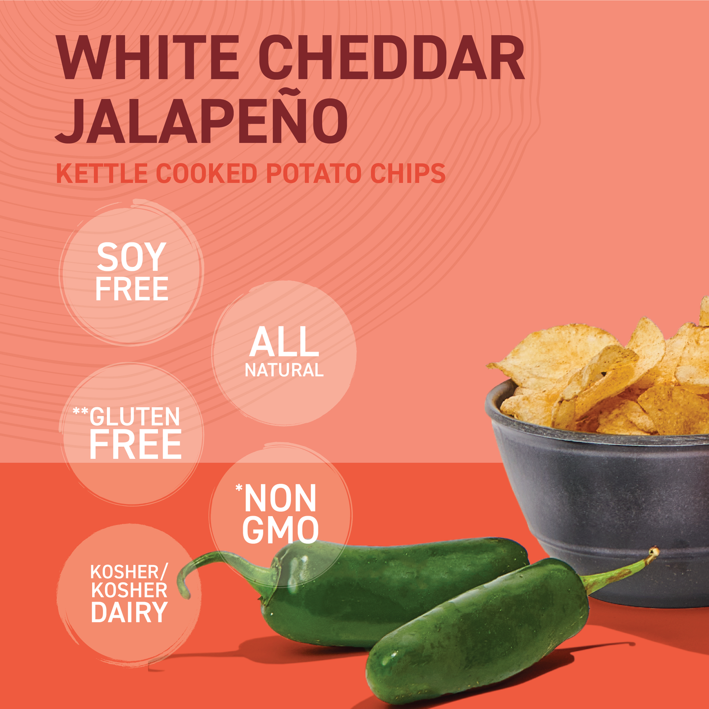 White Cheddar Jalapeño Kettle Cooked Potato Chips 2 OZ
