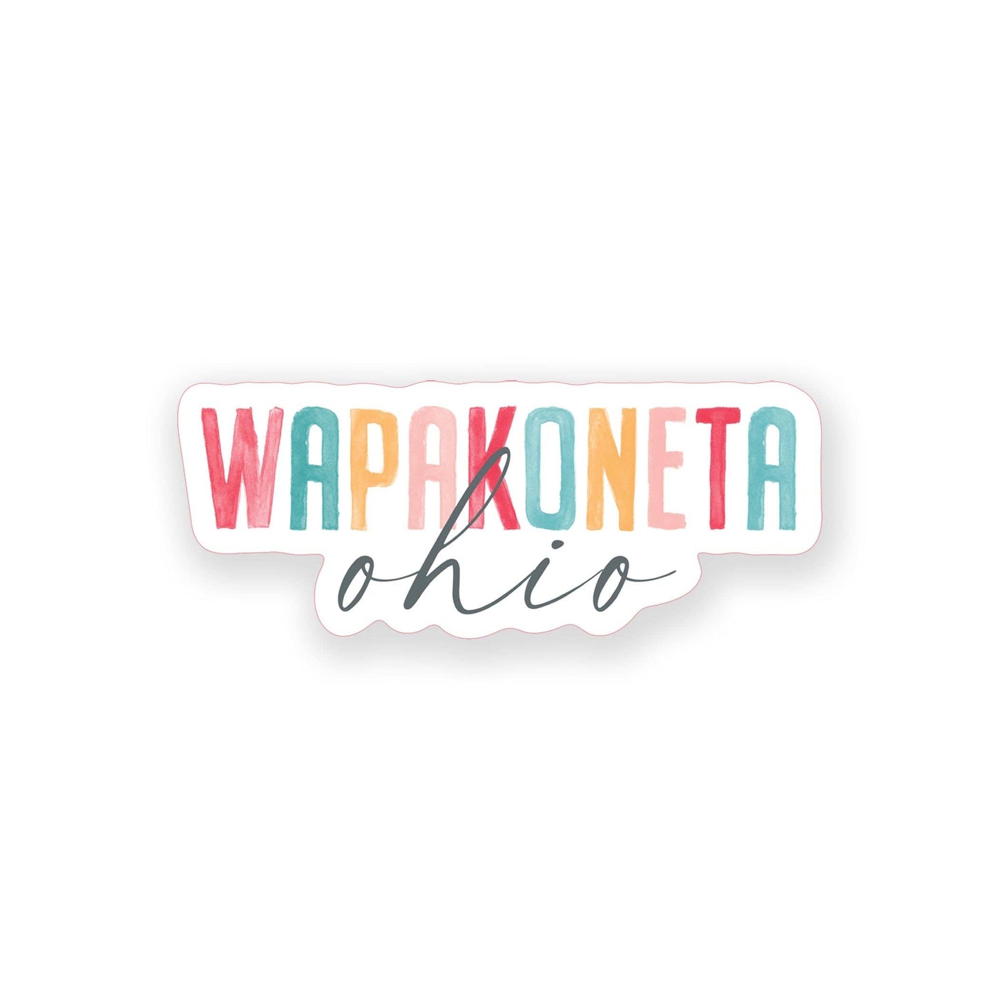 Vinyl Sticker-Watercolor City Wapakoneta Ohio
