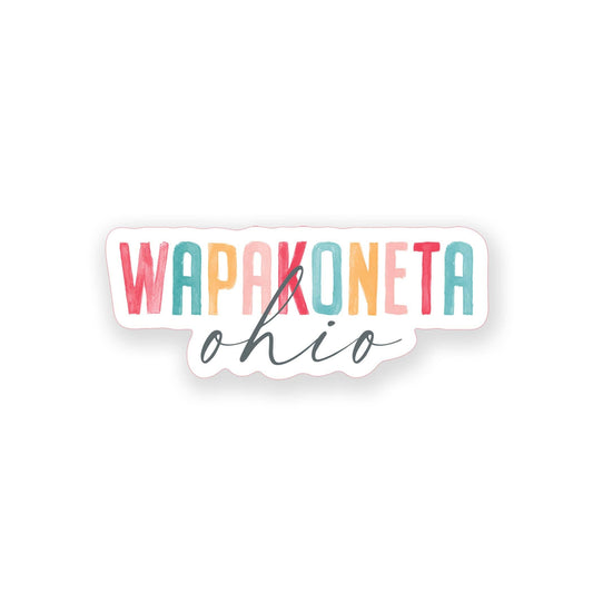Vinyl Sticker-Watercolor City Wapakoneta Ohio