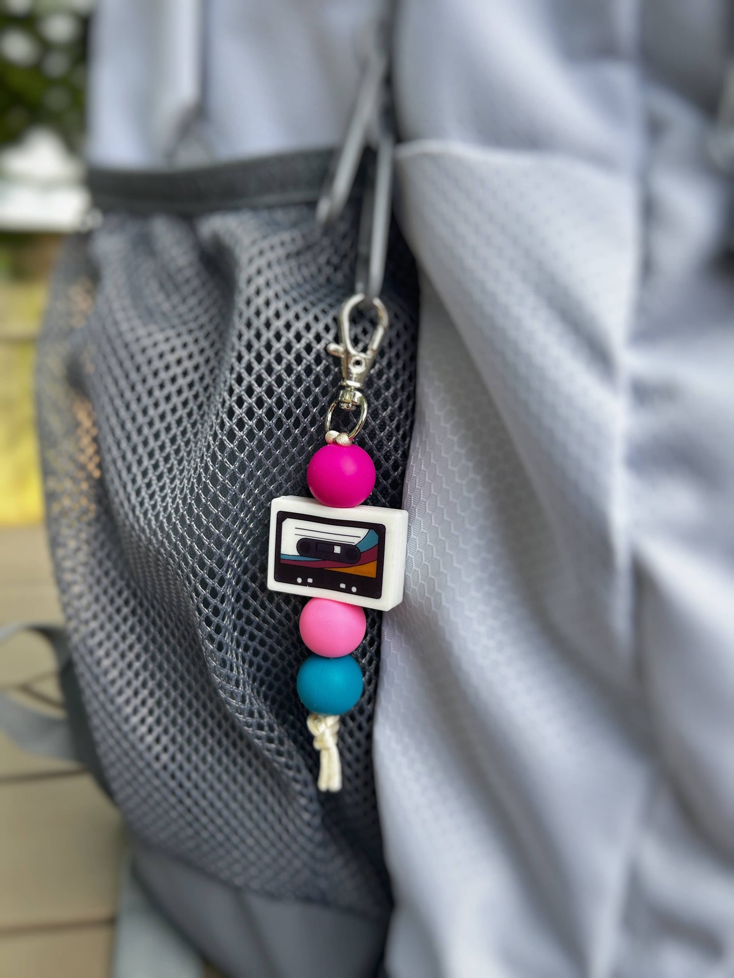 Cassette Keychain Retro Zipper Charm - Pink