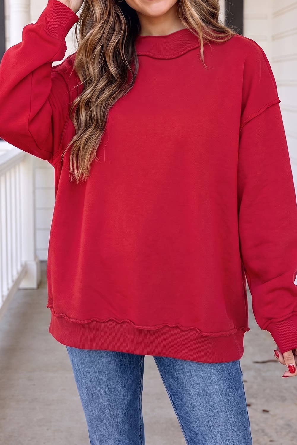 LAS Reversible Mock Neck Oversized Sweatshirt (S-XL)