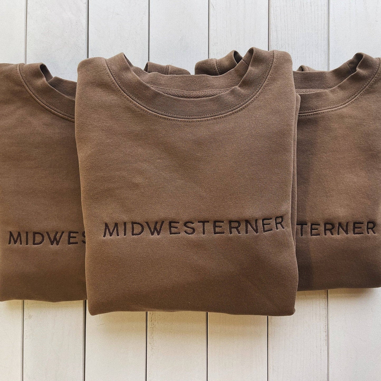Midwesterner Fall Embroidered Sweatshirt (Pigment Clay)