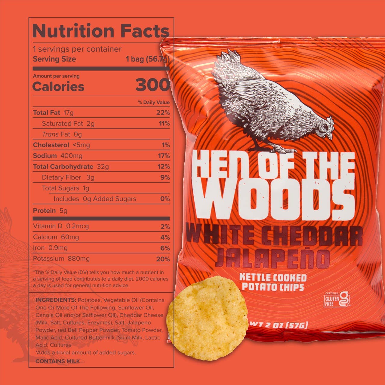 White Cheddar Jalapeño Kettle Cooked Potato Chips 2 OZ