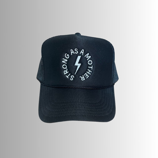 Strong as a mother® Embroidered Trucker Hat - Black