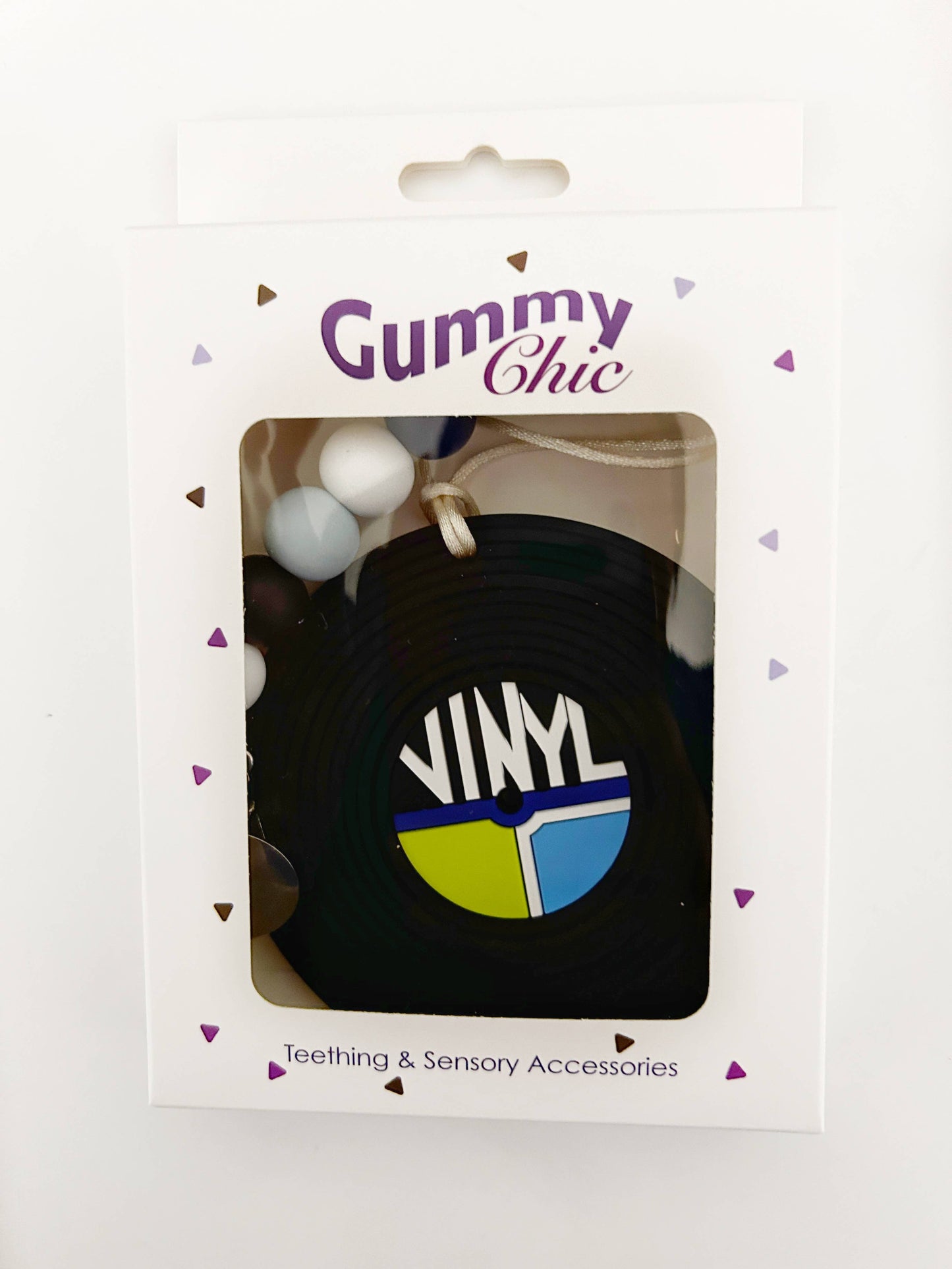 Vinyl Record Silicone Baby Teether - Blue with Clip