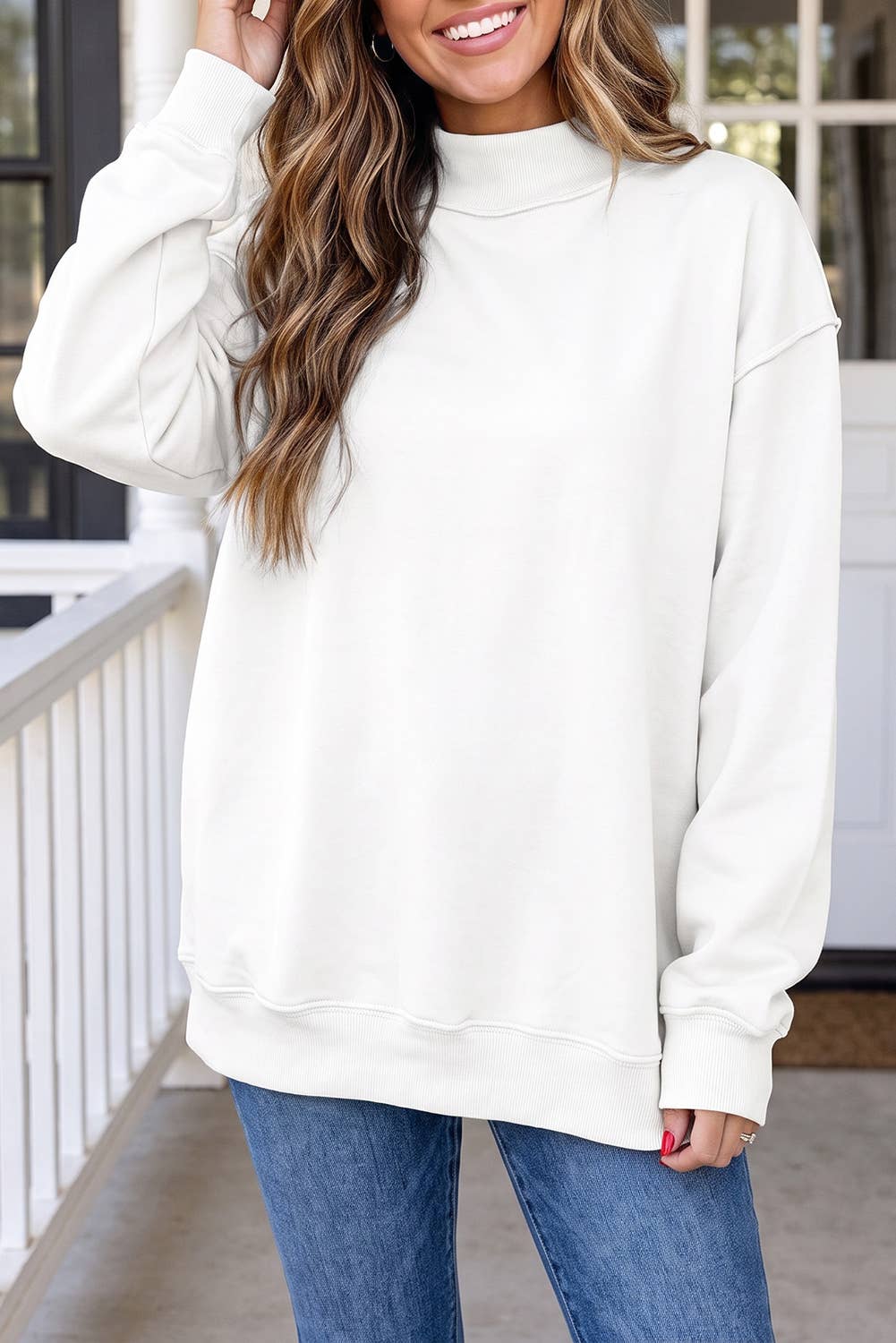 LAS Reversible Mock Neck Oversized Sweatshirt (S-XL)