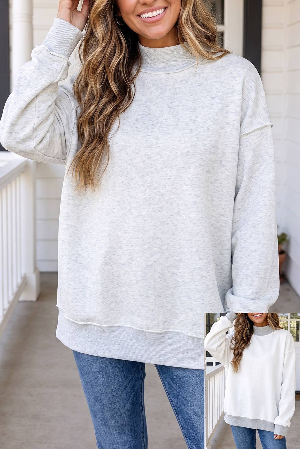 LAS Reversible Mock Neck Oversized Sweatshirt (S-XL)