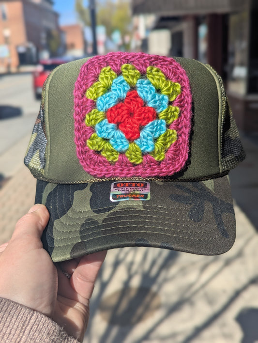 Granny Square Trucker Hat #2
